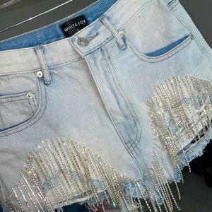 White Fox Bling Denim Shorts